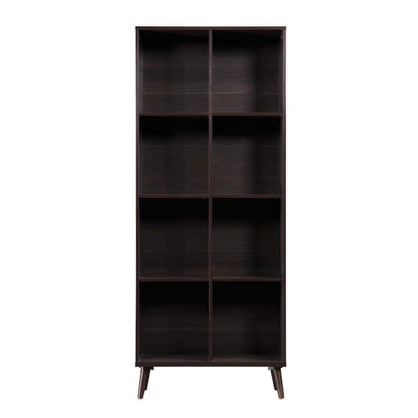 Noble House Eluora 77.32 in. Walnut Wood 8-Shelf Standard Bookcase