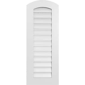 16 in. x 40 in. Arch Top Surface Mount PVC Gable Vent: Decorative with Standard Frame