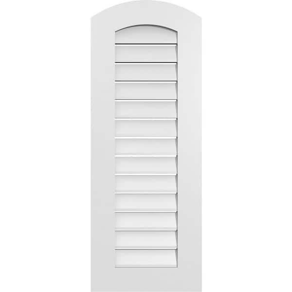 Ekena Millwork 16 in. x 40 in. Arch Top Surface Mount PVC Gable Vent: Decorative with Standard Frame