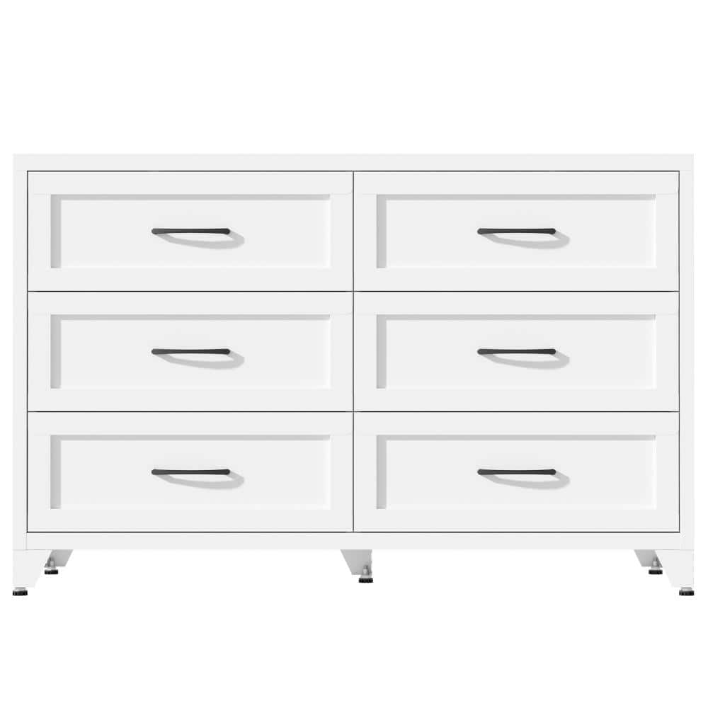 6-Drawer White Metal Dresser, Low-Profile Chest with Smooth-Glide Drawers, Space-Saving Storage price history on PriceWatchPro
