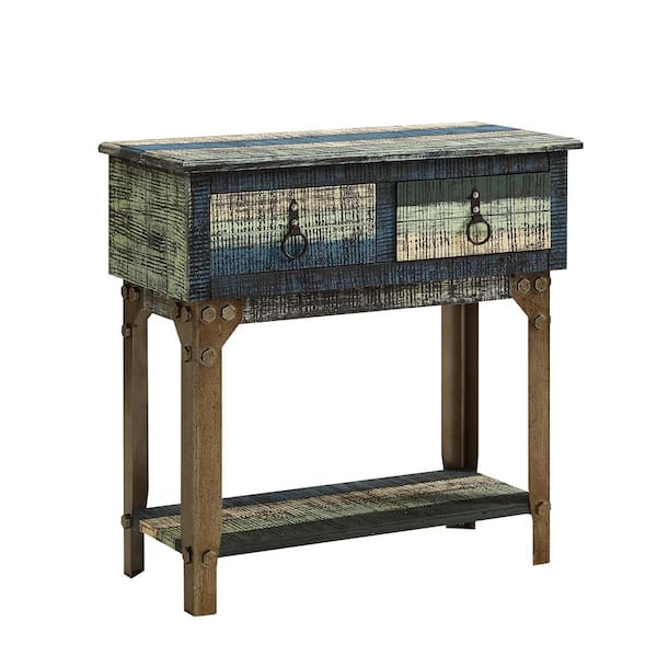 Powell Company Caleesi 31.5"L Small Distressed Multi-Color Rectangle Wood top Hall Console