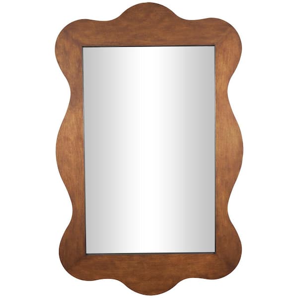 Litton Lane 65 in. x 41 in. Asymmetrical Framed Brown Wall Mirror with Wide Wavy Frame