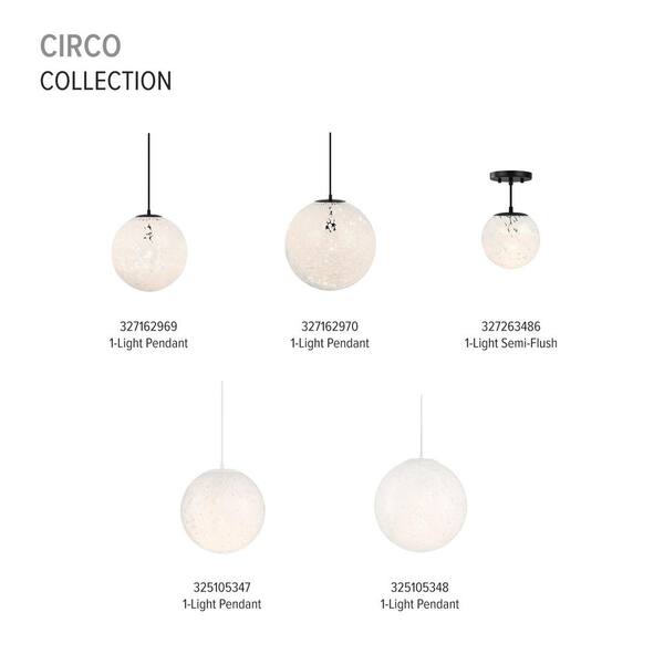 Designers Fountain - Circo 7 in. 1-Light Matte Black Transitional Entryway Semi-Flush Mount with White Art Glass Shade