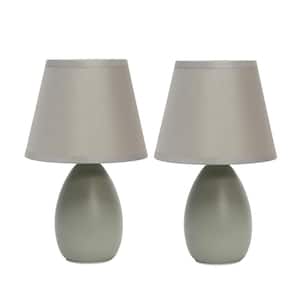 9.45 in. 1-Light Mini Gray Egg Oval Ceramic Table Lamp (2-Pack)