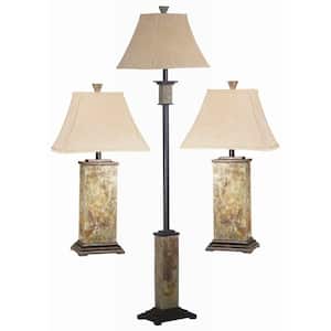 Bennington 29 in. Natural Slate 2 Table and 1 Floor Lamp Set