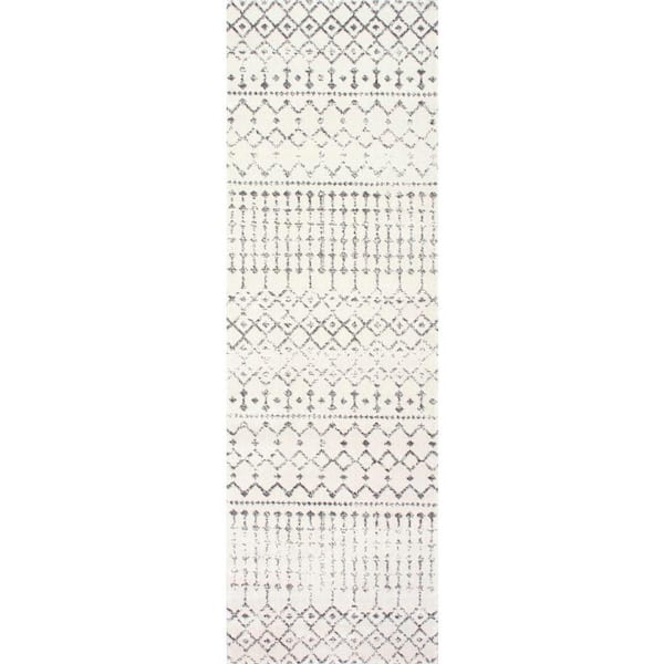 nuLOOM Blythe Modern Moroccan Trellis 3 ft. x 12 ft. Gray Runner Rug
