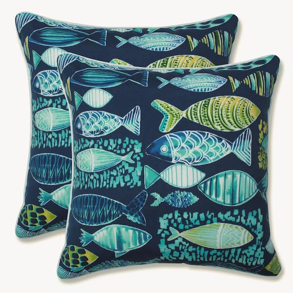 Pillow Perfect Tropical Blue Square Outdoor Square Throw Pillow 2-Pack