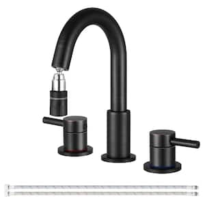 Double Handles 8 in. Widespread Bathroom Sink Faucet 3-Hole with Pull Out Sprayer in Oil Rubbed Bronze