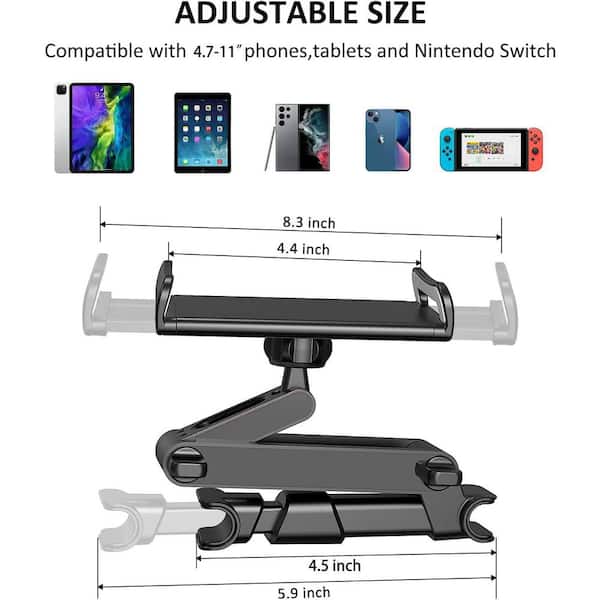 Aniaboho Tablet Holder For Car, [Triangle Structure] IPad Car Mount For IPad Pro, Air, Mini, Galaxy, Switch, 4.5-13" Device, Road Trip Essentials For Kids, Tablet Car Mount