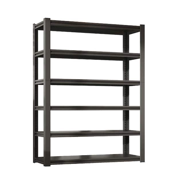 6-Tiers Metal Heavy Duty Adjustable Garage Household Shelving Unit in Black (48 in. W x 84.2 in. H x 18 in. D)