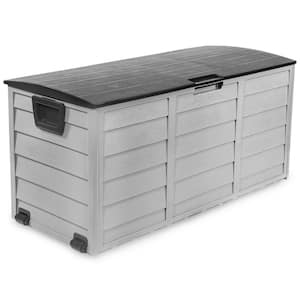 17 in. x 43 in. High-Density Large All-Weather UV Outdoor Patio Storage Deck Box in Gray and Black