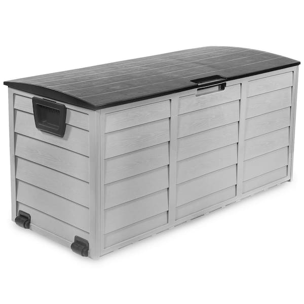 Barton 17 in. x 43 in. 63.29 Gal. High-Density Large All-Weather UV Outdoor Patio Storage Gray and Black Deck Box