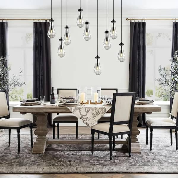 YUYI Modern 9-Lights Black Raindrop Chandelier, Farmhouse Glass