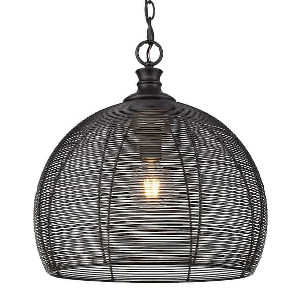 Calypso 1-Light Matte Black Pendant with Metal Shade