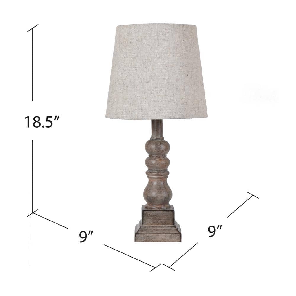Conrad 18.5" Distressed Brown Resin Table Lamp with Linen Shade