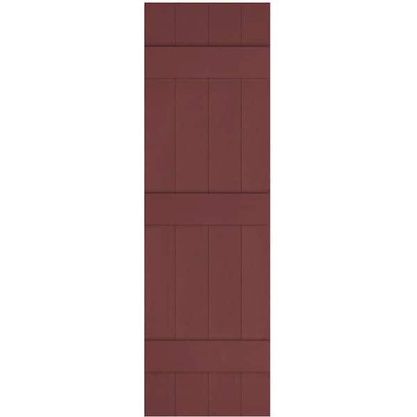 Ekena Millwork 14 in. x 59 in. Lifetime Vinyl Custom Four Board Joined Board and Batten Shutters Pair Wineberry