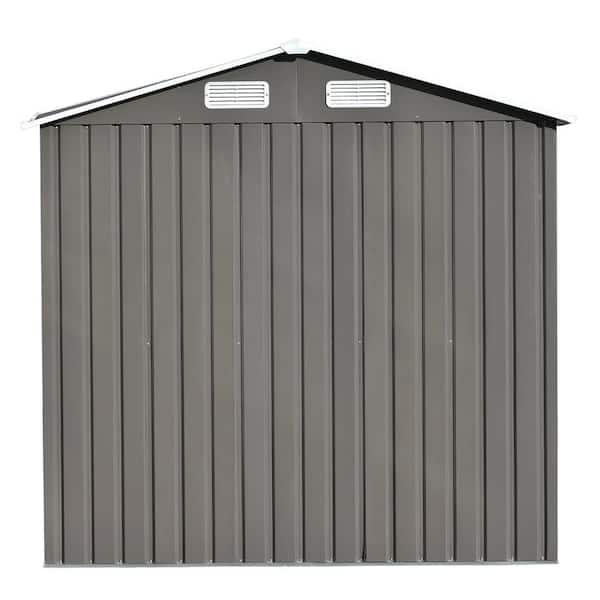 4 ft. W x 6 ft. D Gray Metal Storage Shed with Lockable Door