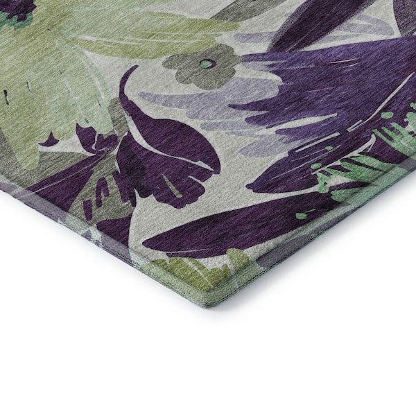Mayfield Premium Machine Washable Abstract AMF1481 Purple 3 ft. x 4 ft. Area Rug