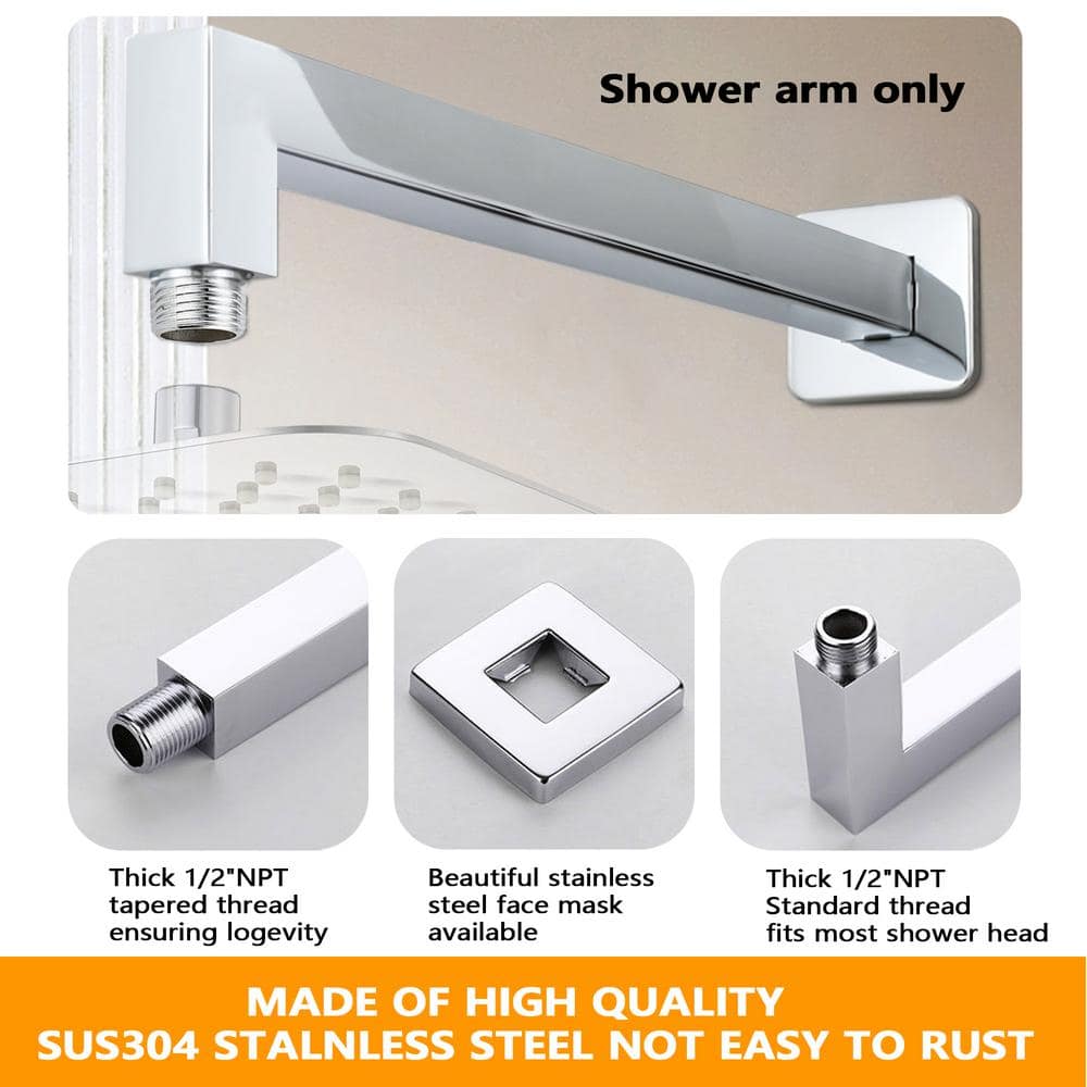 9'' Brushed Nickel Stainless Steel Wall Mount Shower Arm