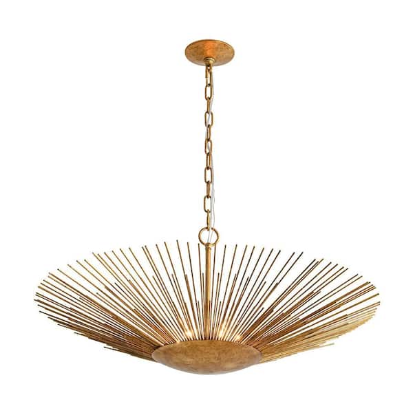 HUOKU Dopul 6-Light 31.9-inch Aged Distressed Brass Pendant Light