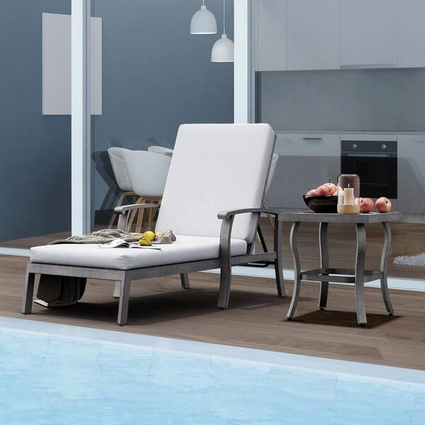 EGEIROSLIFE 2-Piece Aluminum Outdoor Patio Chaise Lounge Set with Light ...