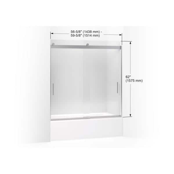 Levity 62" Frameless Sliding Tub Door in Anodized Dark Bronze