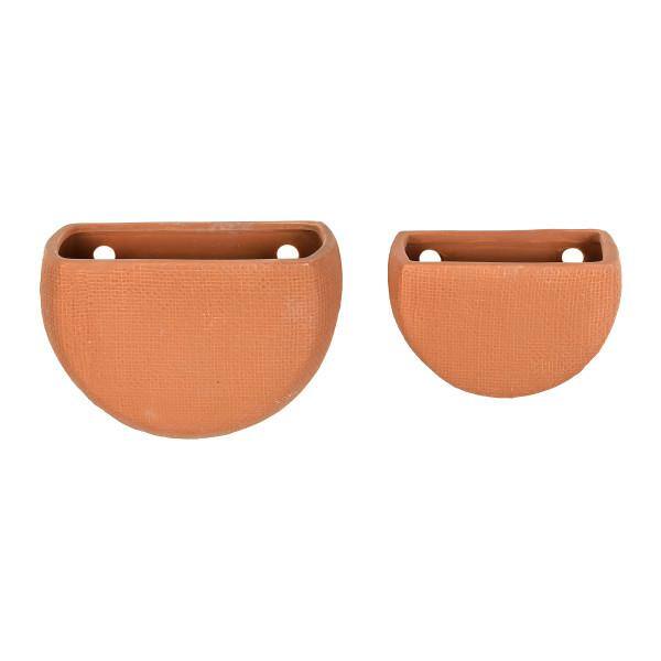 Terracotta Stoneware Wall Mount Planters, Set of 2 Sizes