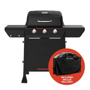 3-Burner Propane Gas Grill in Black with Cover