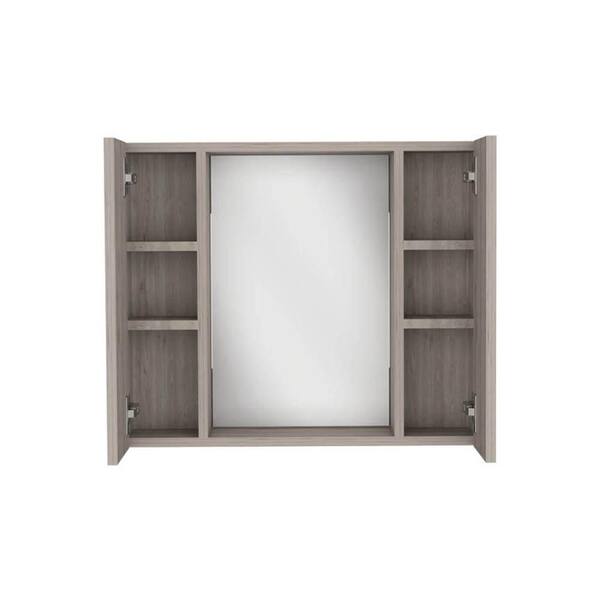 Light Gray 23.6 in W x 19.5 in. H Modern Rectangle Particle Board Framed Mirror Wall Mirror Vanity Mirror