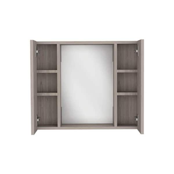 Light Gray 23.6 in W x 19.5 in. H Modern Rectangle Particle Board Framed Mirror Wall Mirror Vanity Mirror