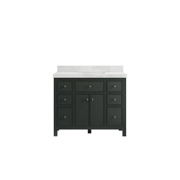 Willow Collections Sonoma 42 in. W x 22 in. D x 36 in. H Bath Vanity in Dark Green with 2 in. Calacatta Nuvo Top