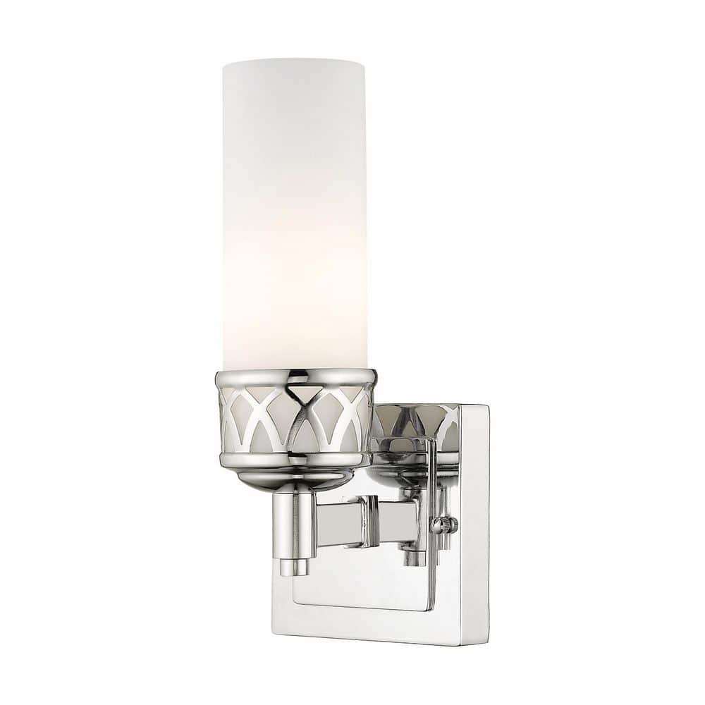 Polished Chrome Wall Sconce with Satin White Glass
