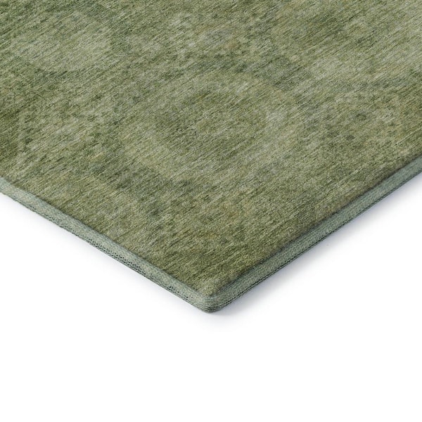 Mayfield Premium Machine Washable Abstract AMF1925 Aloe 3 ft. x 4 ft. Area Rug