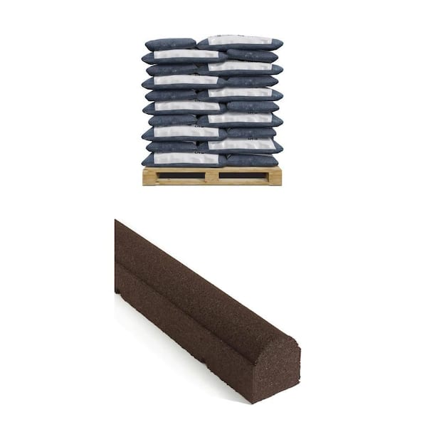 75 cu. ft. Blue Rubber Mulch (50 Bags) and 92 in. x 6 in. x 4 in. Brown Rubber Landscape Timber Edging (9-Pack) Combo