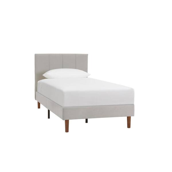 StyleWell Warrenton Riverbed Taupe Upholstered Twin Bed with Channel Tufting (39.2 in W. X 38.8 in H.)