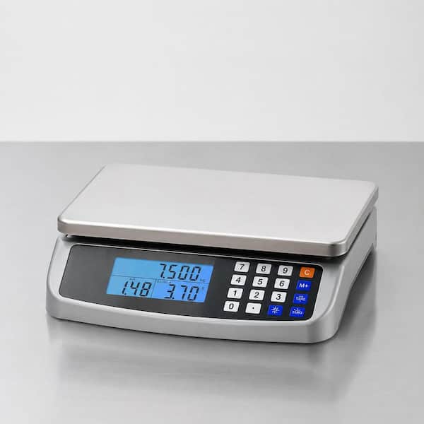 110 lb. Digital Food Scale Stainless Steel Platform Price Computing Tare Counting 4Units LCD Display for Kitchen Cooking