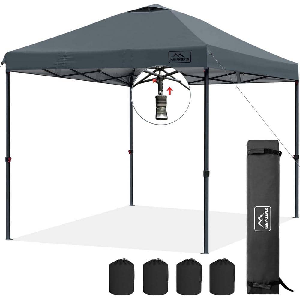 10 ft. x 10 ft. Dark Gray Outdoor Pop-Up Gazebo Canopy Tent with Wheeled Carry Bag, Bonus 8 Stakes and 4 Ropes price history on PriceWatchPro