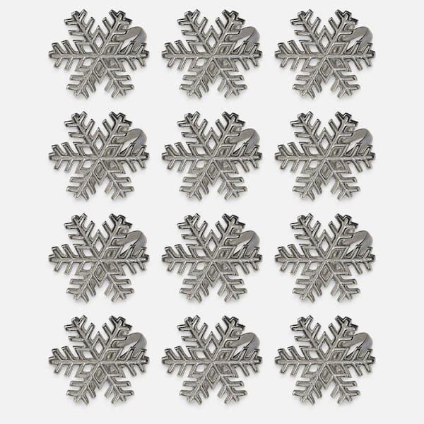 2 in. W x 2 in. H Silver Metal Snowflake Napkin Rings