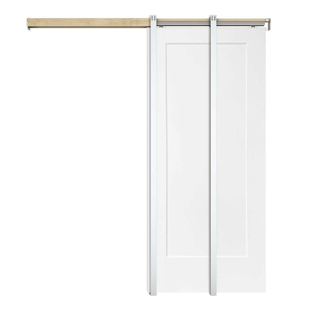 30 in. x 80 in. White Painted Composite MDF 1Panel Interior Sliding Door with Pocket Door Frame and Hardware Kit price history on PriceWatchPro