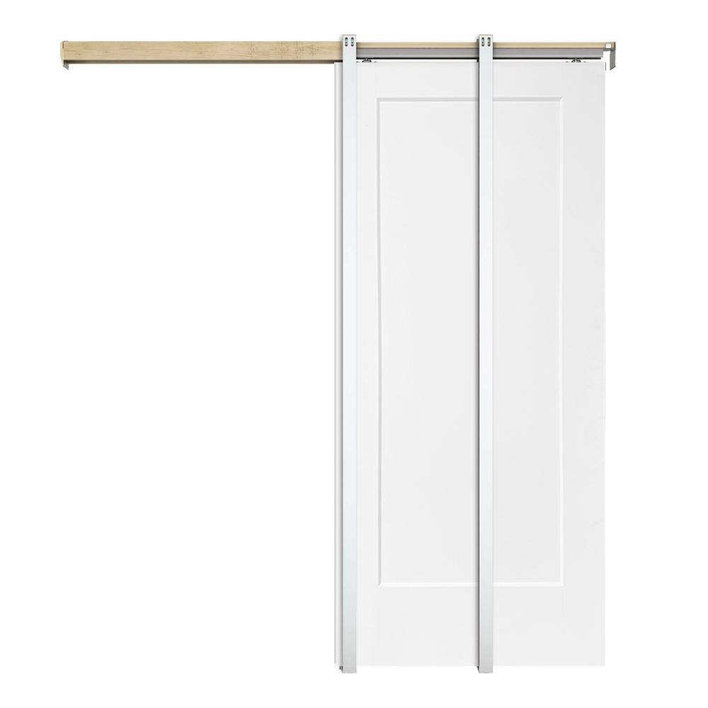 30 in. x 80 in. White Primed Composite MDF 1Panel Interior Sliding Door with Pocket Door Frame and Hardware Kit price history on PriceWatchPro