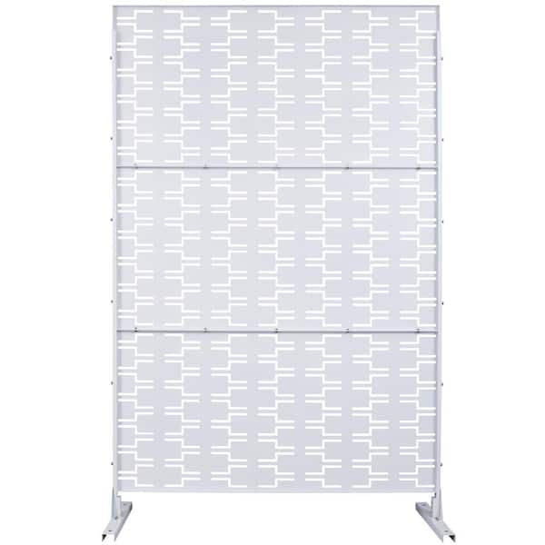 6.3 ft. H x 4 ft. W White Metal Privacy Screen Freestanding Decorative Privacy Fence-Panels for Garden (3-Panels)