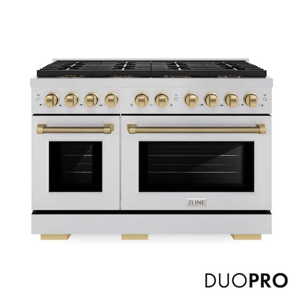 Autograph 48 in. Paramount Gas Range with 8 Burner DuoPro Cooktop Gas Oven in Stainless Steel w/ Bronze Helix Hles