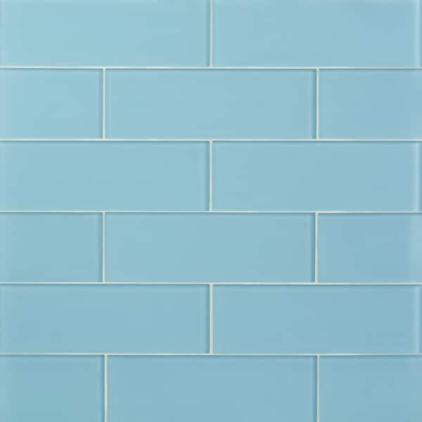 Ivy Hill Tile Contempo Turquoise 4 in. x .31 in. Frosted Glass Tile ...