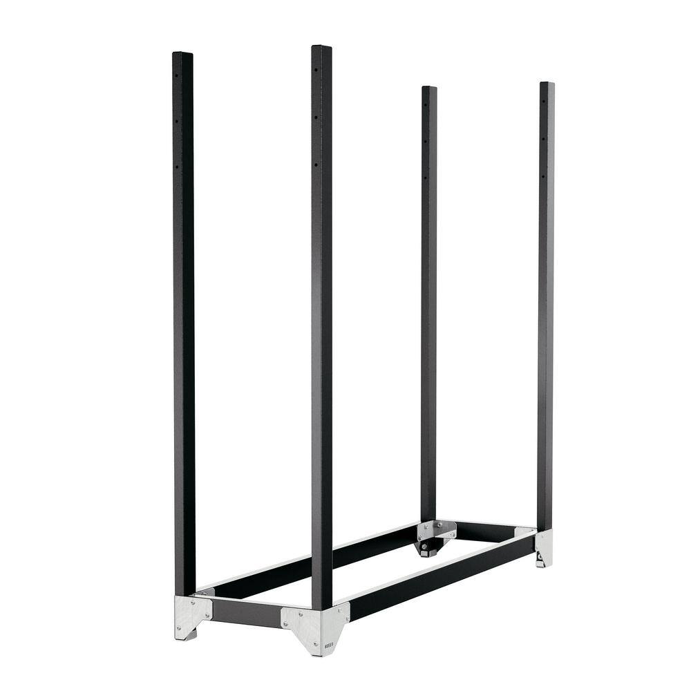 Expandable Black Powder Coated Steel Firewood Rack with Cover
