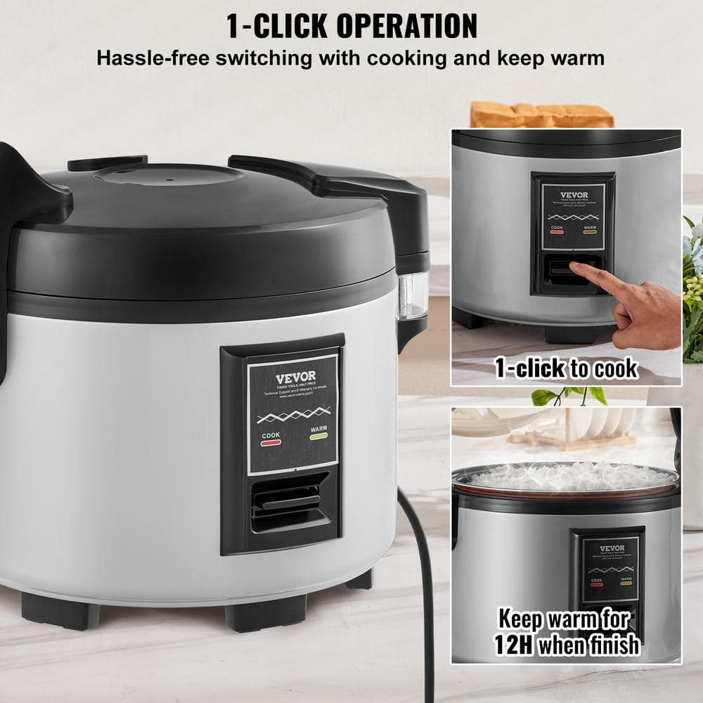 VEVOR 60-Cup Electric Commercial Non-Stick Rice Cooker with Steamer