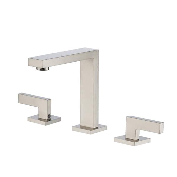 Unbranded 8 in. Widespread Double Handle Bathroom Faucet in Brushed Nickel