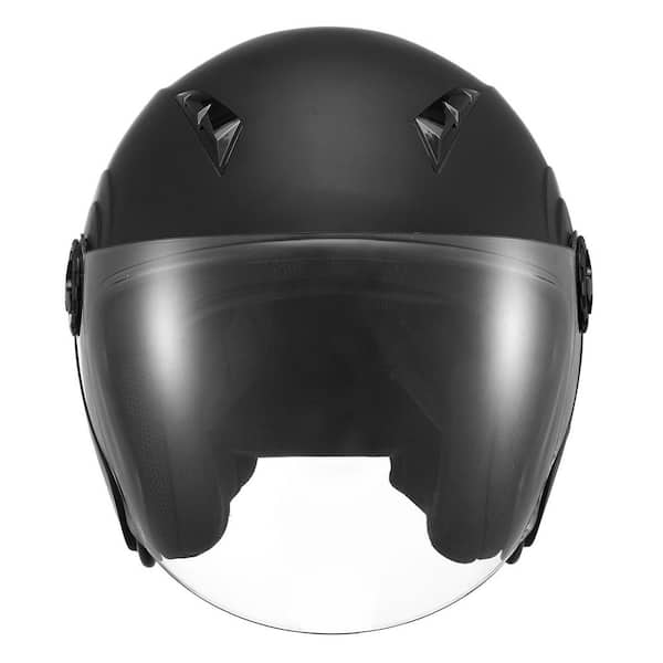 Motorcycle Helmet, Matte Black, L Adult Motocross Dirt Bike Helmet with Clear Visor, for Men & Women, DOT Approved