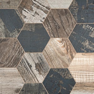 Gaugin Hex Catan Shadow 8-5/8 in. x 9-7/8 in. Porcelain Floor and Wall Take Home Tile Sample