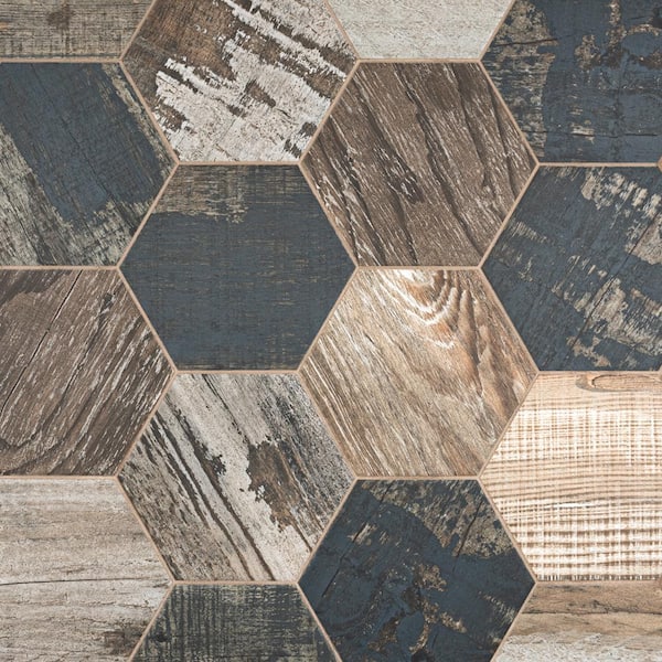 Merola Tile Gaugin Hex Catan Shadow 8-5/8 in. x 9-7/8 in. Porcelain Floor and Wall Tile (11.56 sq. ft. / case)