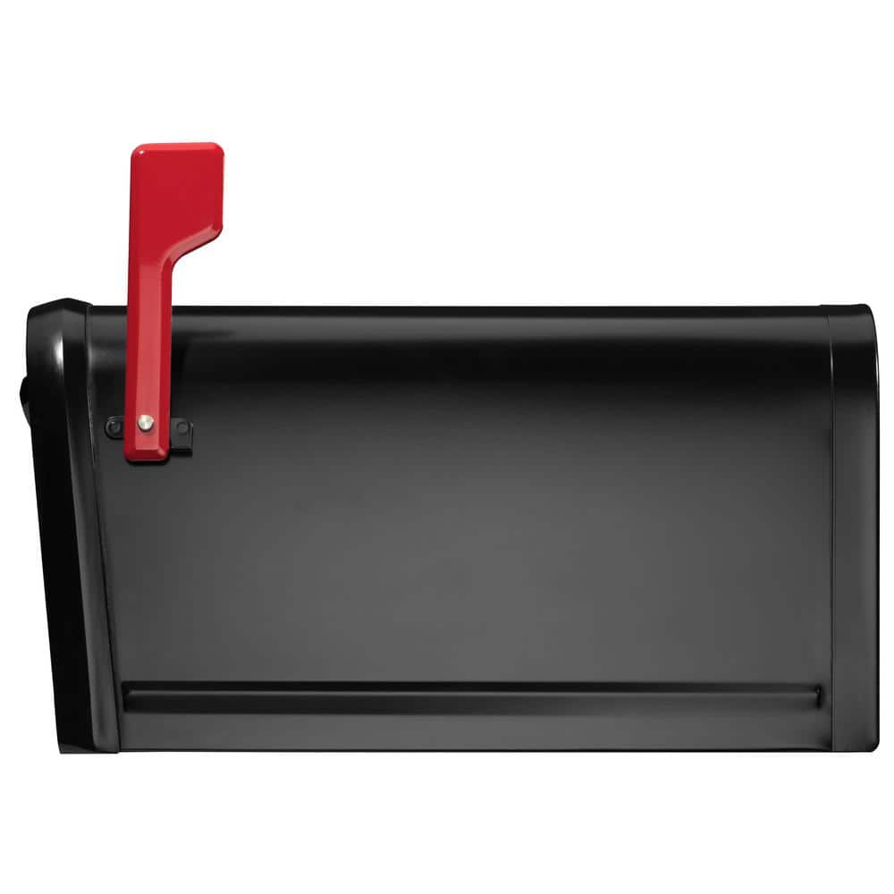 Large Black Steel Post Mount Locking Mailbox